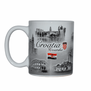 Keramička šalica Croatia – crno-bijela